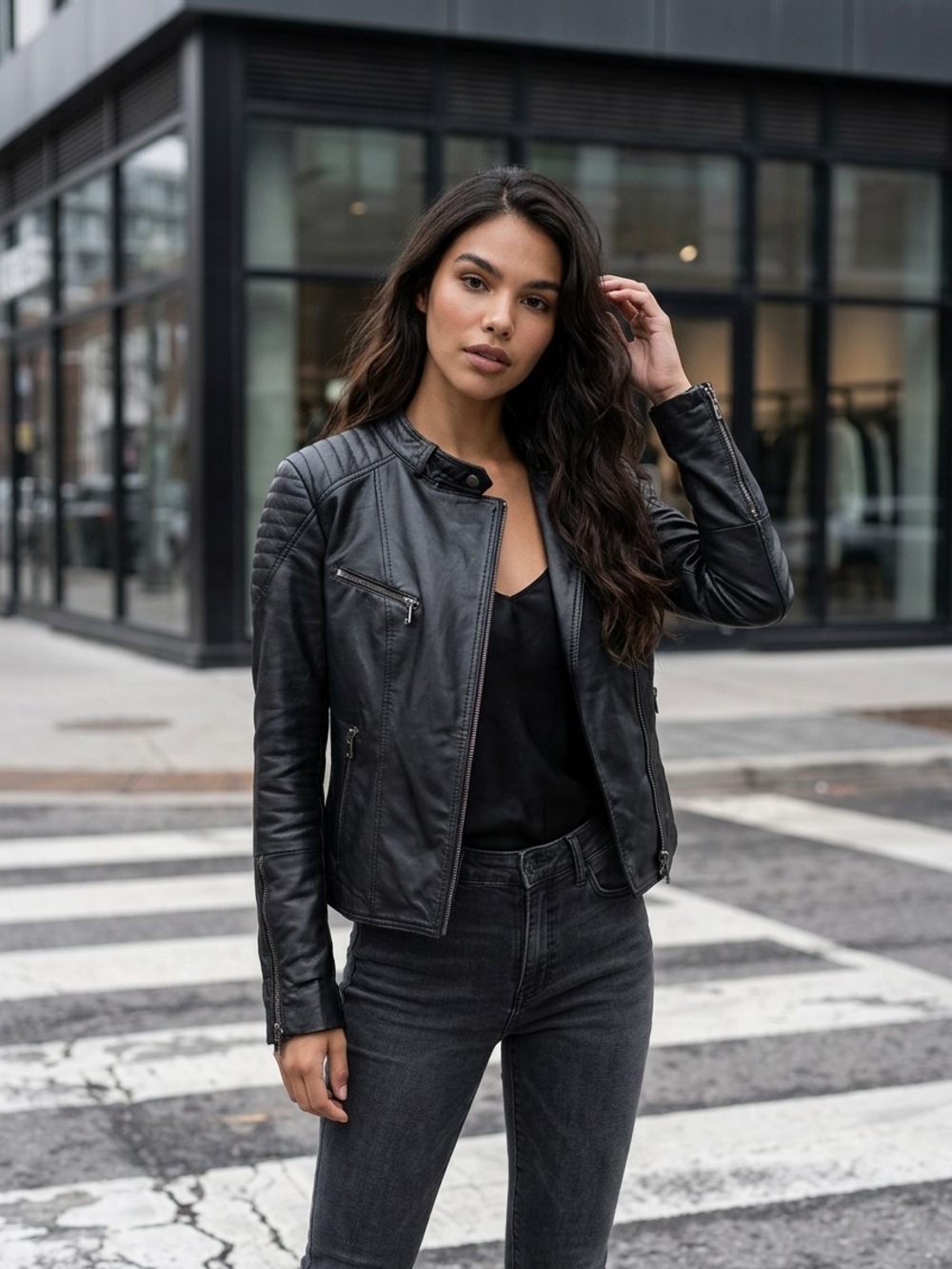 Danier Black Leather Moto Jacket